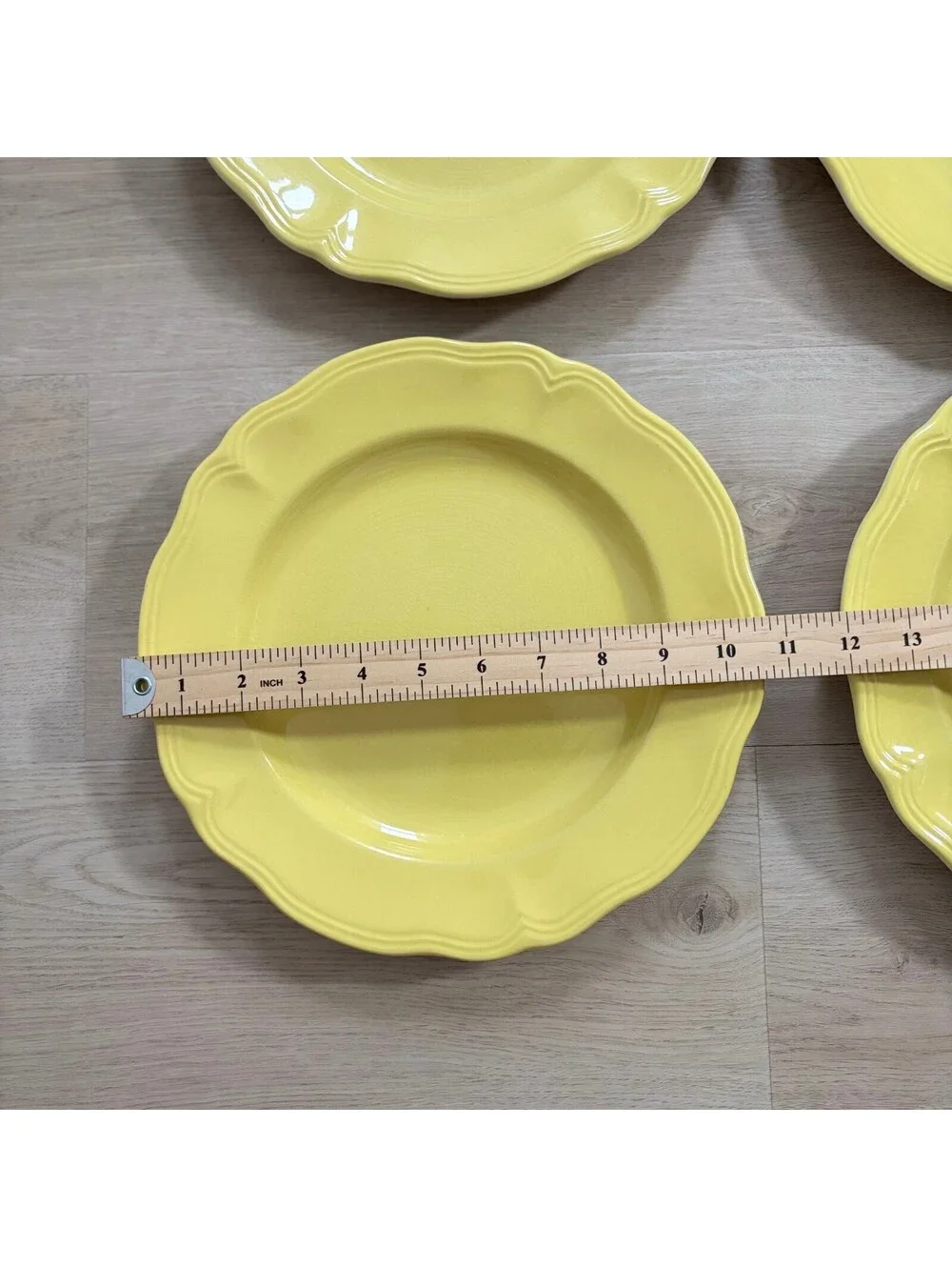 (4) Sears Federalist Buttercup Vintage Yellow 4239 Set of 4 Dinner Plates 10